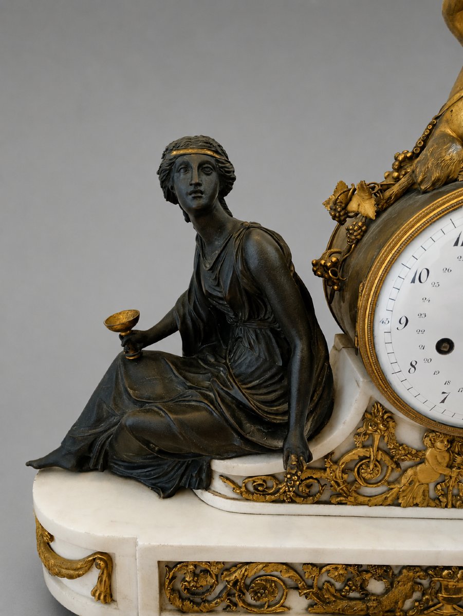 Large Bronze Mantel Clock From The Revolutionary Period, Post-louis XVI, 16th–18th Centuries-photo-2