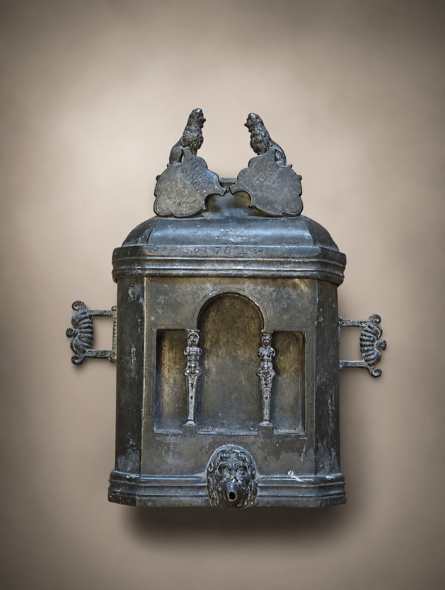 Fontaine à eau de mariage en étain, travail Suisse epoque du XVIIIeme 18eme siecle