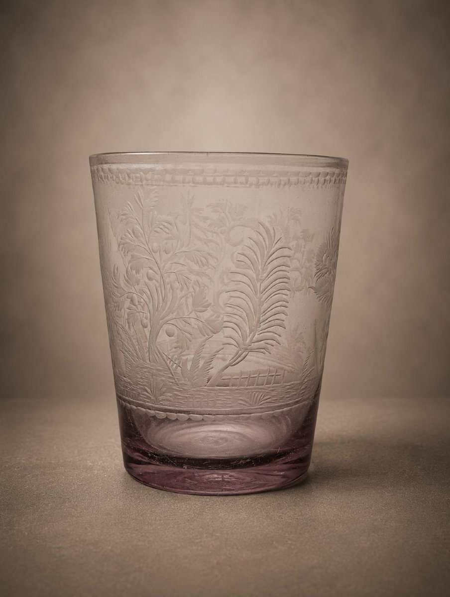 Hand-blown Glass Goblet Engraved With 18th-century Vineyard Scenes, Featuring Winegrowers And Grapes -photo-3