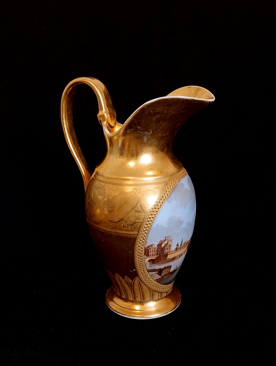 Porcelain Ewer And Basin, Porcelaine Old Paris, Louis-philippe-era Toiletries Set-photo-3