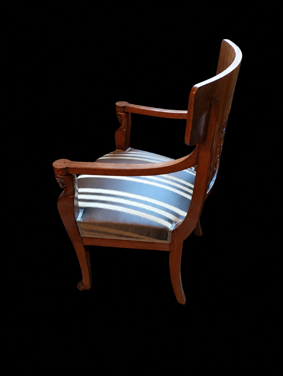 Fauteuil de bureau en acajou epoque retour d'Égypte empire début 19eme xix siecle-photo-3