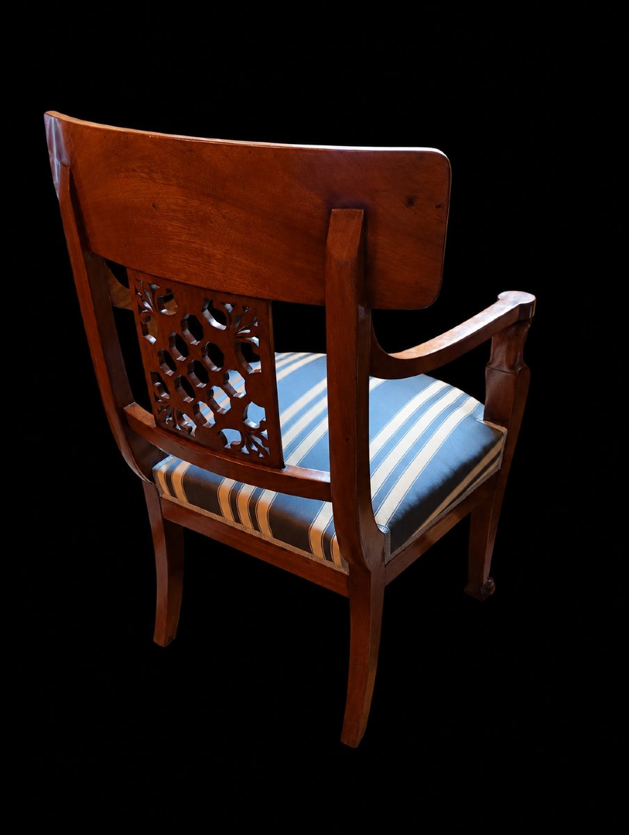 Fauteuil de bureau en acajou epoque retour d'Égypte empire début 19eme xix siecle-photo-4