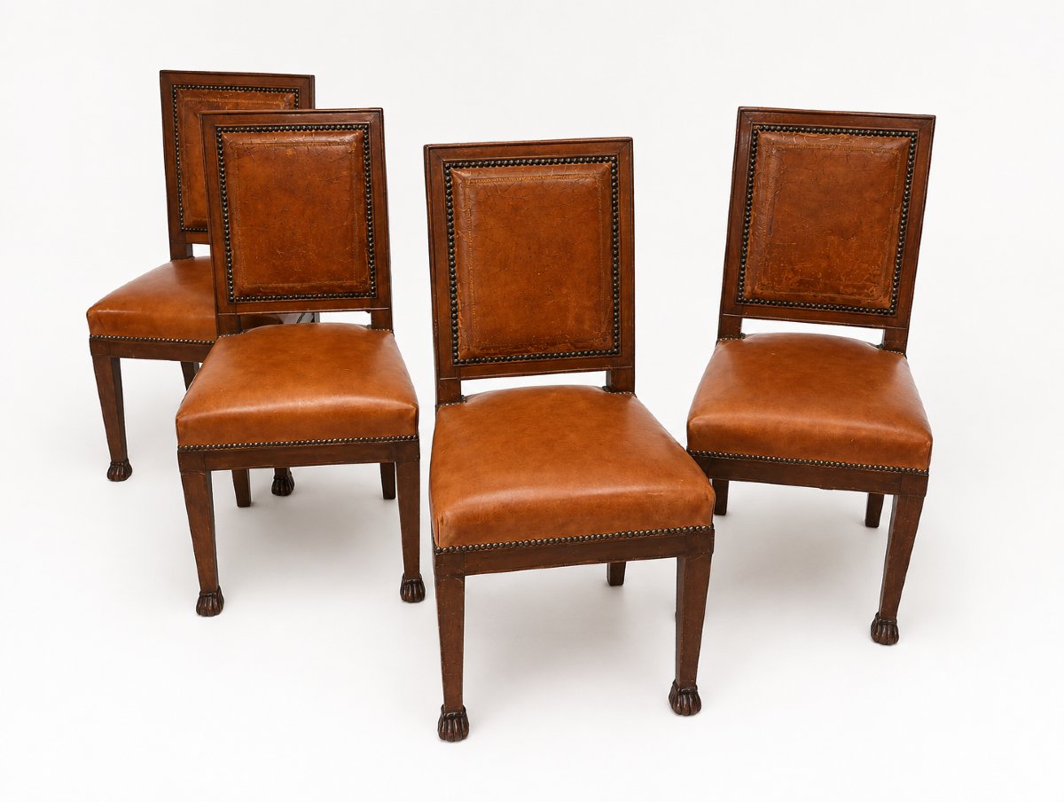 Suite de quatre chaises en acajou d'époque Empire début 19eme xix siecle Jacob freres