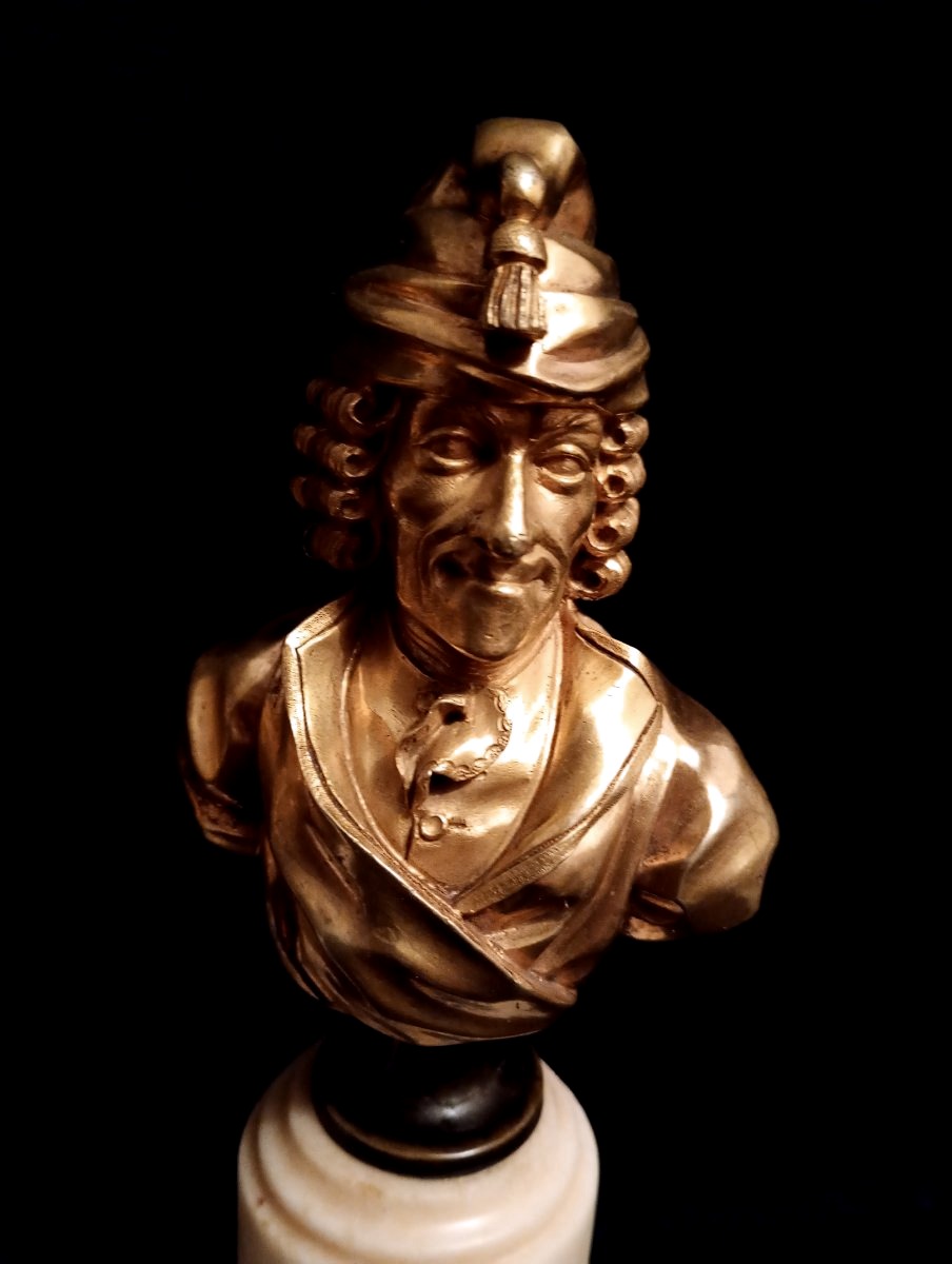 Pair Of Gilded Bronze Busts Of Voltaire And Rousseau, Louis XVI Period, 16th–18th Centuries, Age Of Enlightenment-photo-1
