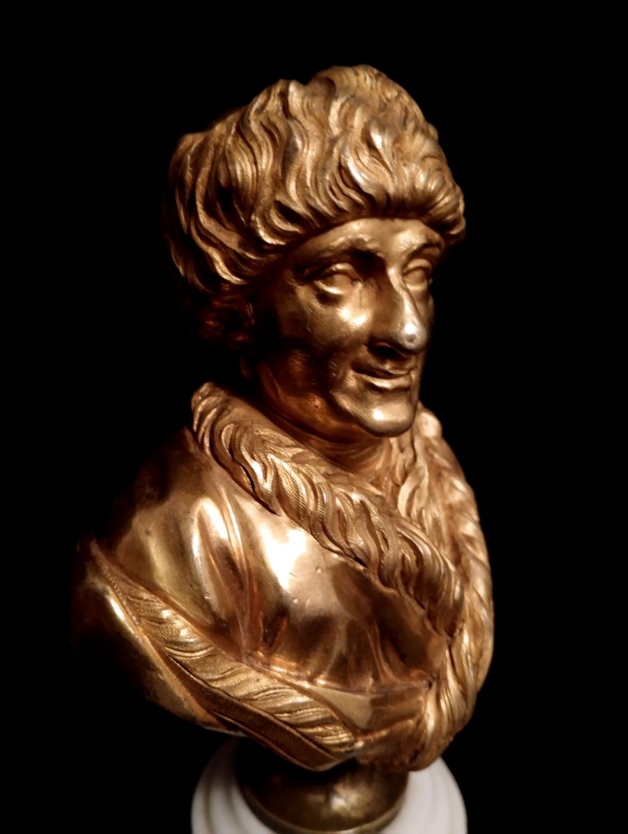 Pair Of Gilded Bronze Busts Of Voltaire And Rousseau, Louis XVI Period, 16th–18th Centuries, Age Of Enlightenment-photo-3