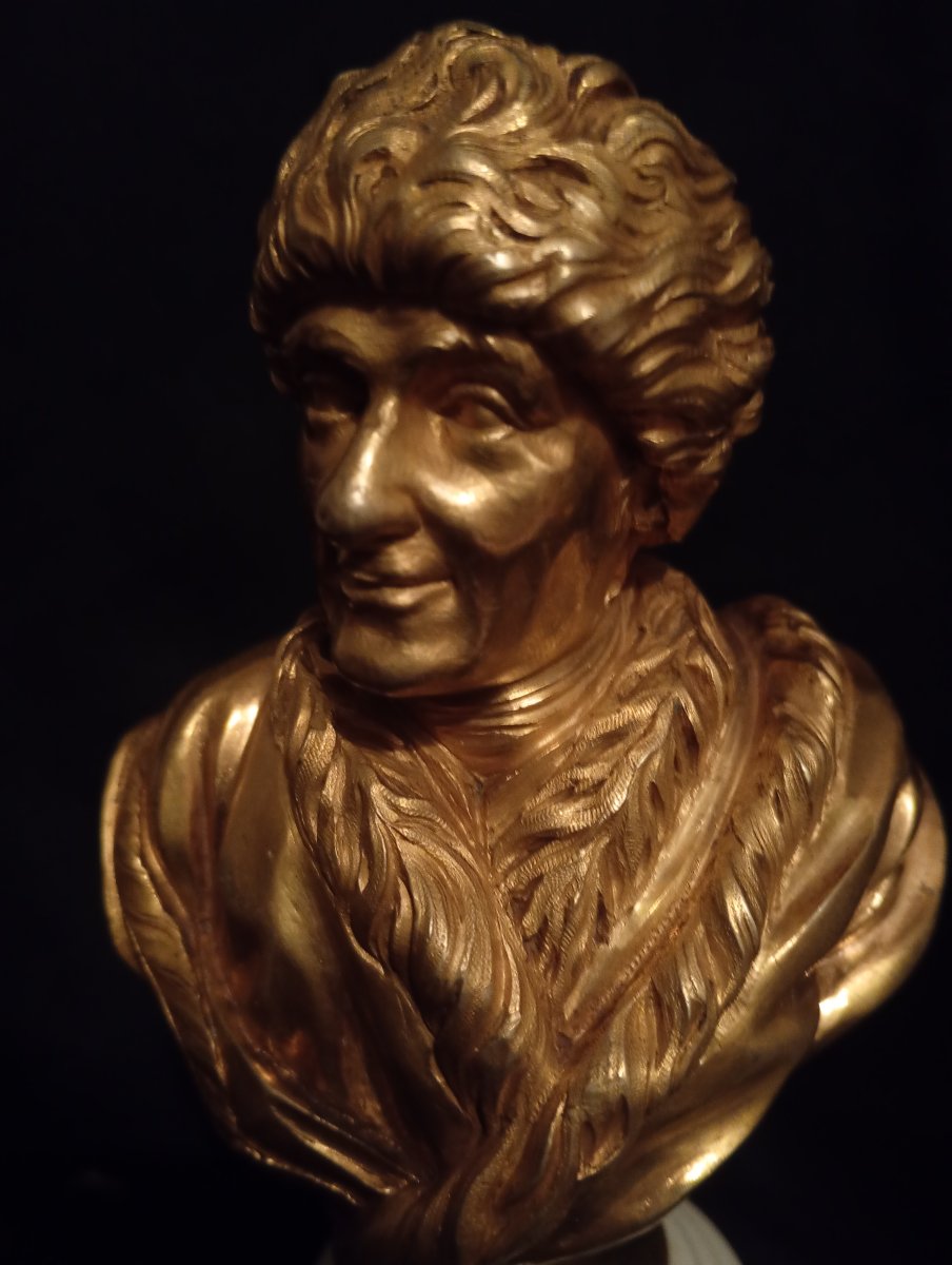 Pair Of Gilded Bronze Busts Of Voltaire And Rousseau, Louis XVI Period, 16th–18th Centuries, Age Of Enlightenment-photo-5