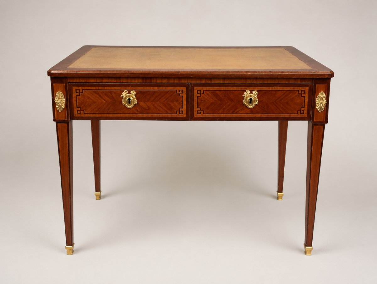 Bureau plat marqueterie d'époque Louis XVI 16 epoque xviiieme 18 siècle estampille