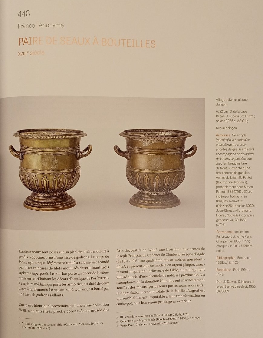 Seau à bouteilles rafraichissoir bronze argenté epoque louis xiv 14 régence armoiries blason-photo-3