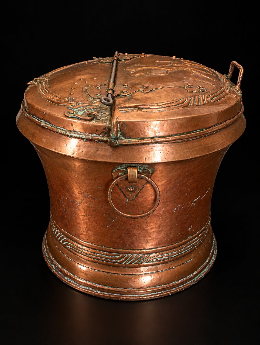 German Copper Fish Basin, Early 18th Century, Dinanderie, Castle Fountain -photo-2