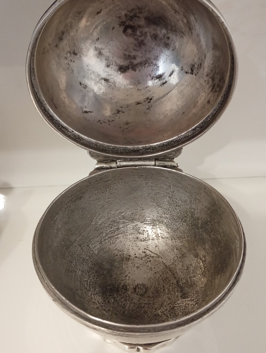 Boule a savon bronze argenté armoiries héraldique blason toilette-photo-3