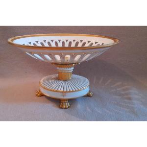Corbeille Surtout De Table Navette Coupe Presentation Porcelaine Manufacture Honoré Epoque 
