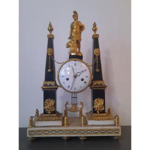 Important Portico Clock With Gilded Bronze Obelisks, Louis XVI Period 16