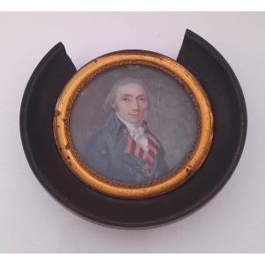 Miniature sur ivoire homme de qualité epoque directoire empire  