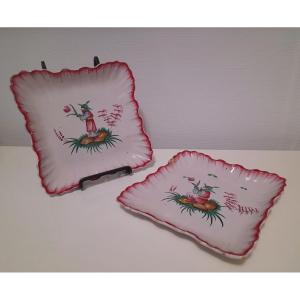 Paire de compotiers ou raviers en faience des Islettes Aprey Est epoque xviii 18eme siecle 