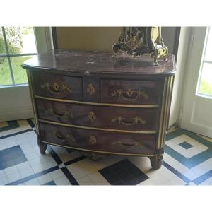 Arched Chest Of Drawers In Rio Rosewood Veneer With Marquetry, Regency Period, Early 18th Century, 18th Century 
