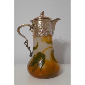 Orangeade Pitcher By Victor Saglier Art Nouveau Multi-layer Glass Crystal From Lorraine