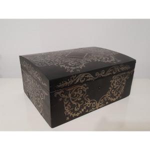 Coffret écrin boite marqueterie boulle argent ébène epoque louis xiv 14 xvii 17eme siecle
