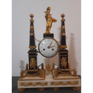 Portico Clock With Obelic, Minerva And Athena, Gilt Bronze And Marble, Louis XVI/18th Century