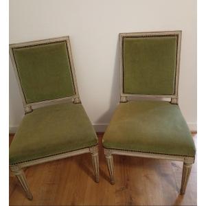 Pair Of Chairs Stamped Sene, Louis XVI Period, 16 Seats, 18th Century