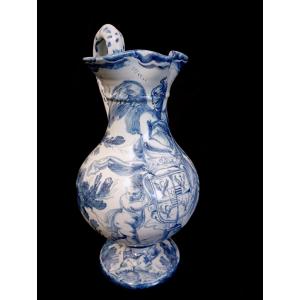 Aiguière faïence Savone italien xvii 17eme siècle haute epoque armoiries blason Gonzague pichet