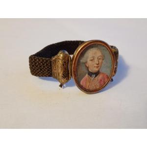Bracelet de deuil cheveux miniature noblesse perruque argent vermeil epoque xviii 18eme siecle