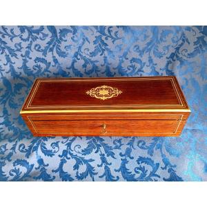 Coffret Boite à Gants Marqueterie Epoque Second Empire Napoleon 3 III XIX 19eme Siecle