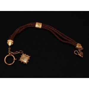 Chaine Gilletiere Cheveux Montre Gousset, Mourning Or Sentimental Jewel Napoleon 3 III Period