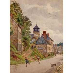 Aquarelle Ernest Jean Marie Millard de Bois Durand peinture ville de Chailland en Mayenne 