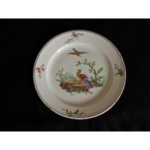Assiette faience manufacture de Sceaux epoque 18 xviii siècle décor oiseaux et volatiles