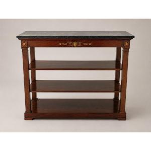 Console desserte à étagères d'époque Empire en acajou xix 19eme siecle