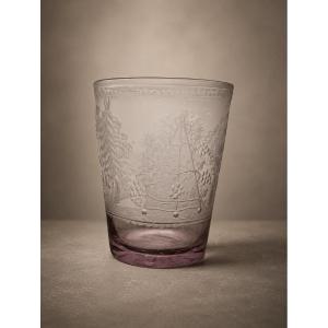 Gobelet en verre soufflé et gravé vignes epoque 18eme xviii siecle vignerons et raisins 