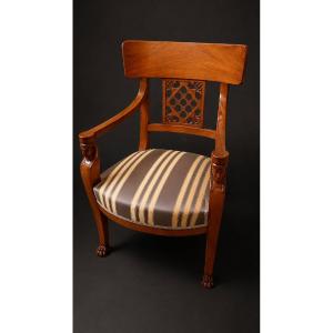 Early 19th-century Empire-style Mahogany Office Chair From The "return From Egypt" Period