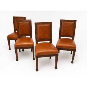 Suite de quatre chaises en acajou d'époque Empire début 19eme xix siecle Jacob freres