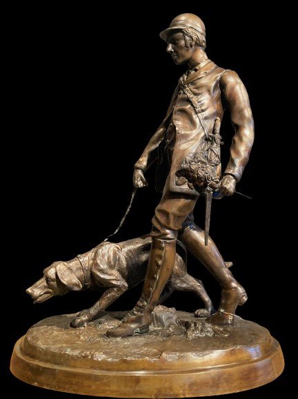 Bronze - Chasseur et son chien