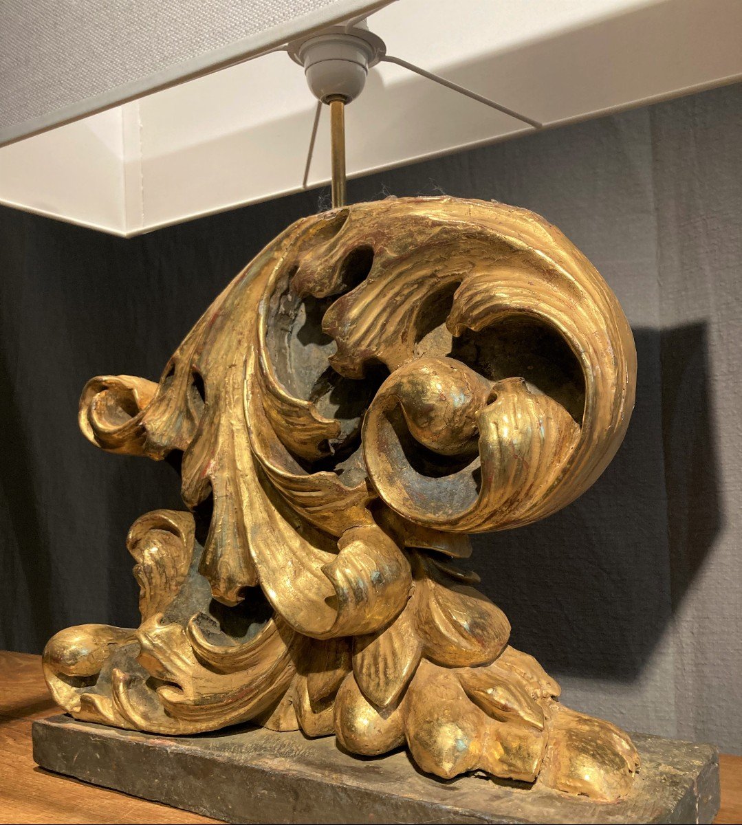 Carved And Gilded Wood, Mounted As A Lamp-photo-4