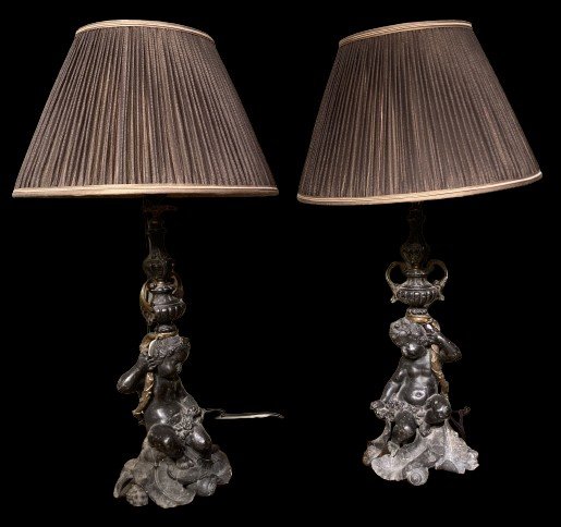 Pair Of Candlesticks Mounted As A Lamp 