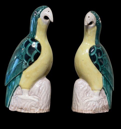 Two Ceramic Parrots 