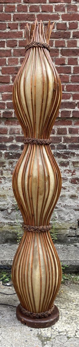 Wicker And Fiberglass Light Fixture From The 60s-photo-2