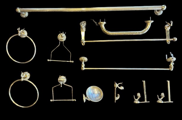 Gold Bathroom Accessories With Swan And Dolphin Figures