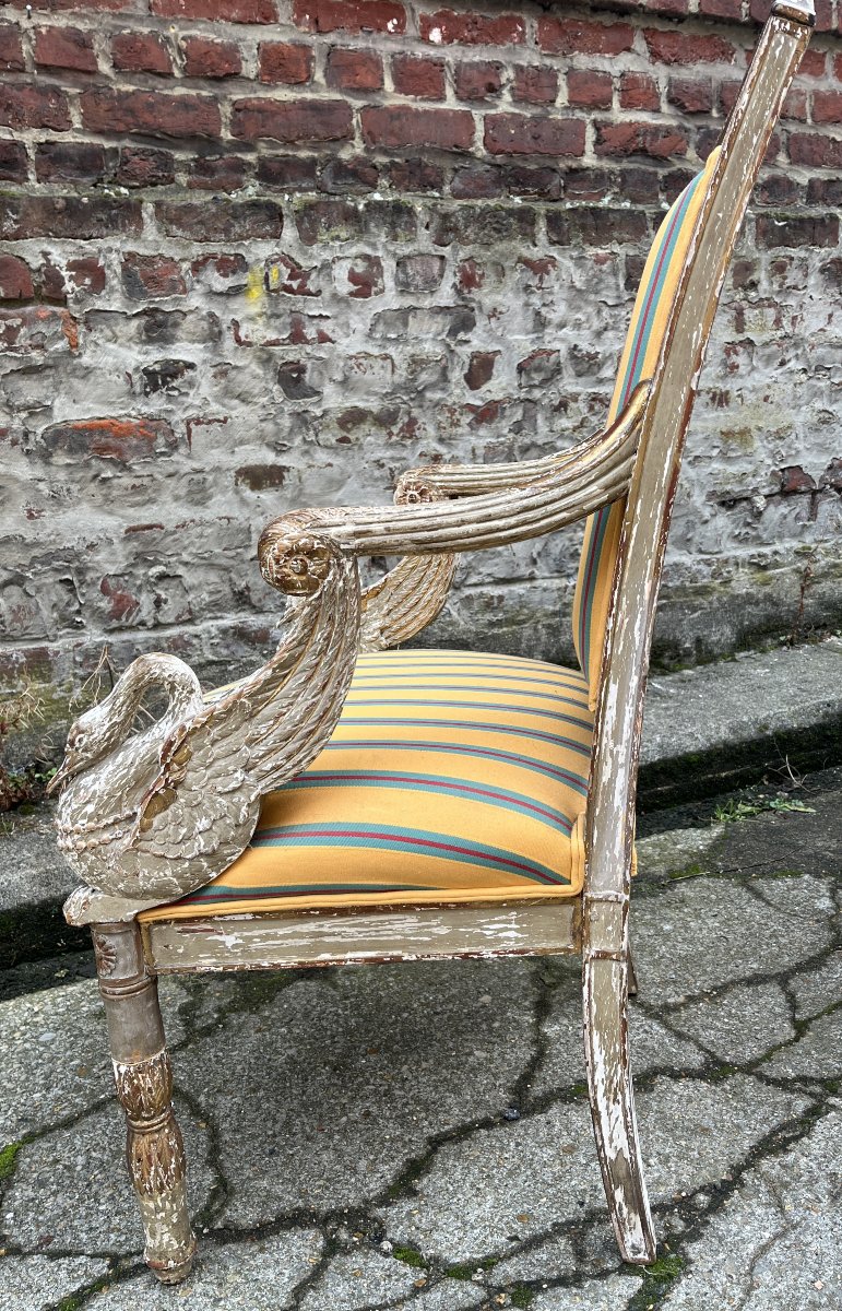 Fauteuil  de style Empire avec ses accoudoirs cygne-photo-4