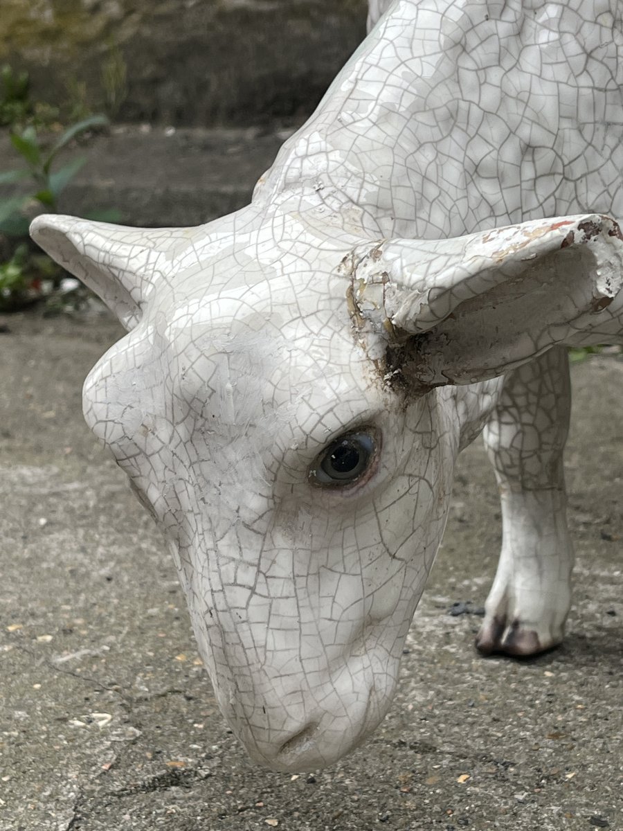 Terre cuite émaillée représentant un mouton-photo-3