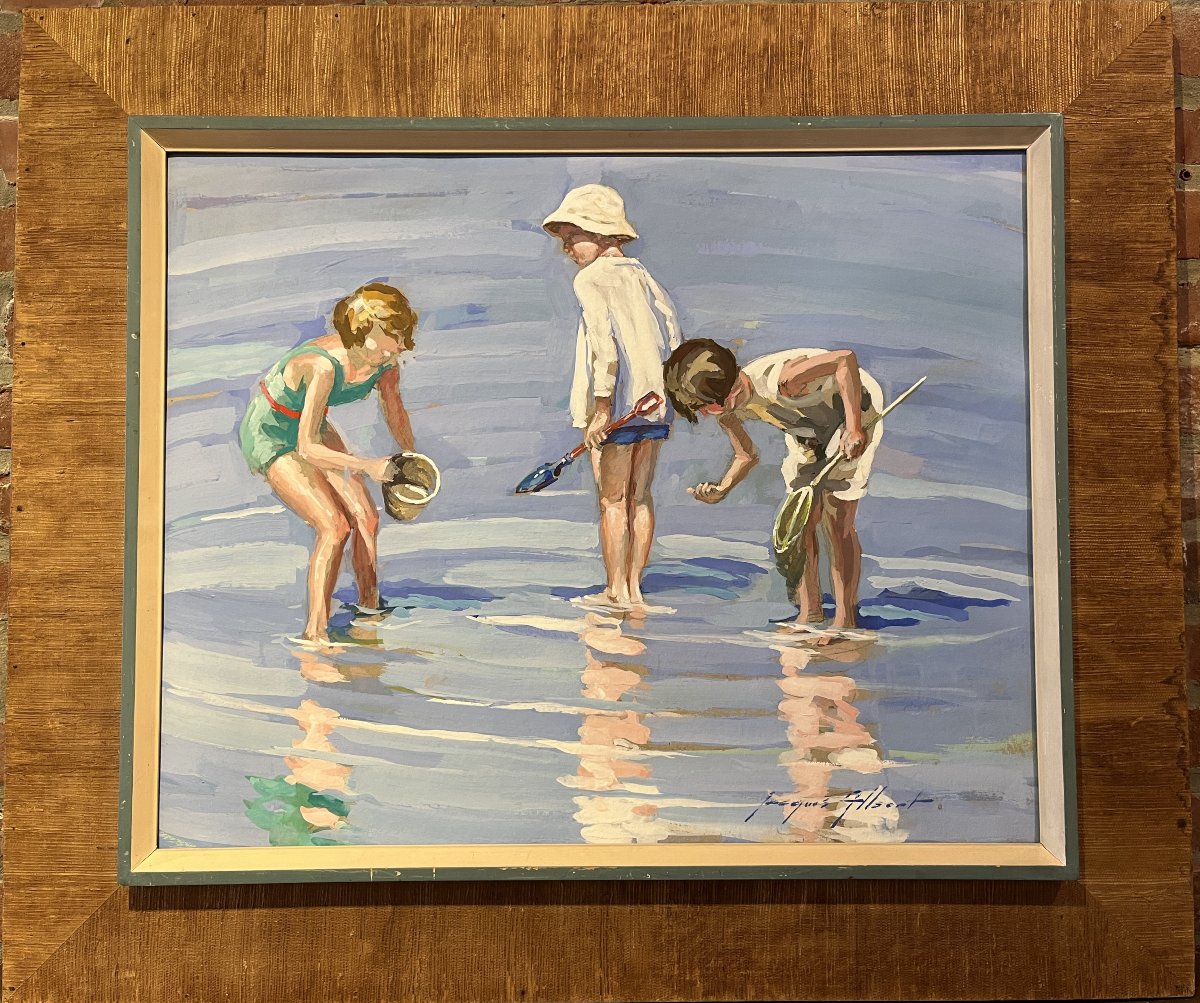 Painting Of Children At The Beach