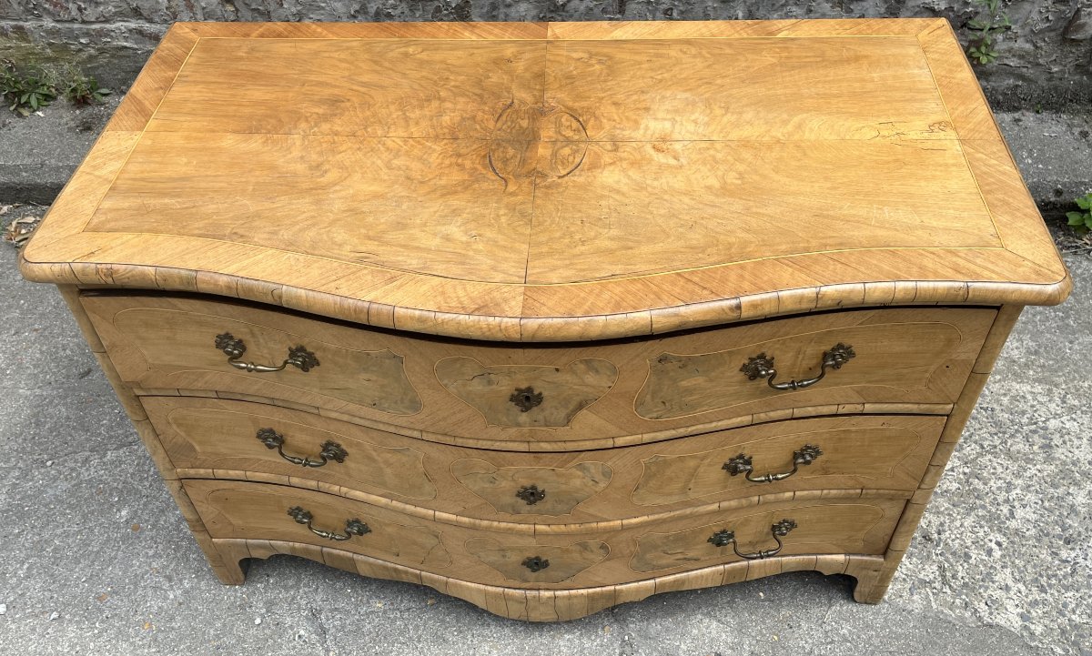 Curved Chest Of Drawers Made Of Walnut Veneer-photo-2