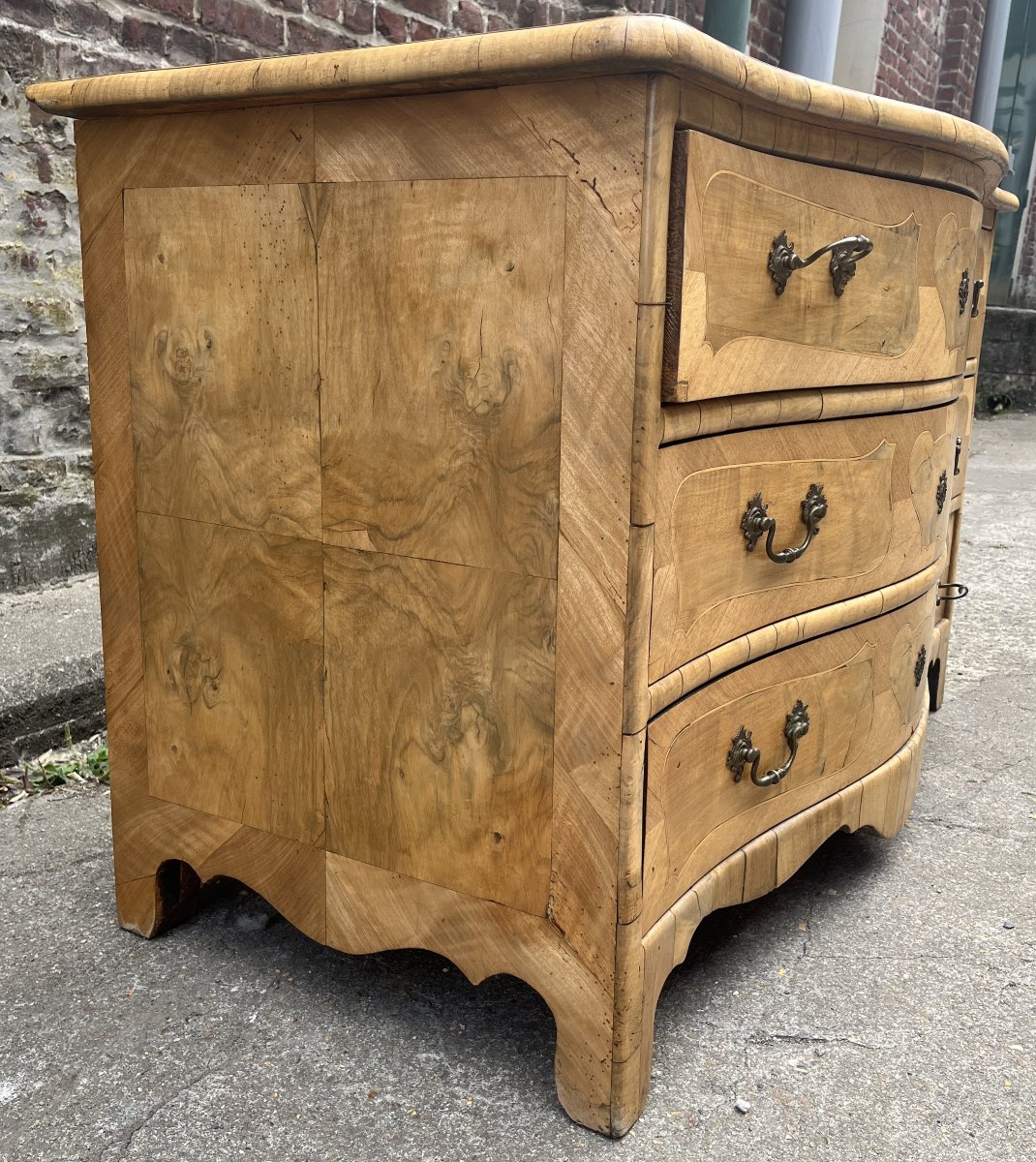 Curved Chest Of Drawers Made Of Walnut Veneer-photo-3