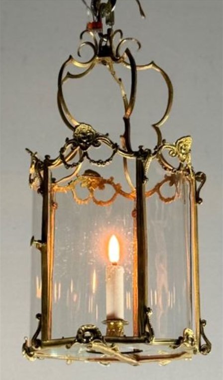 Lanterne bronze et verres galbés