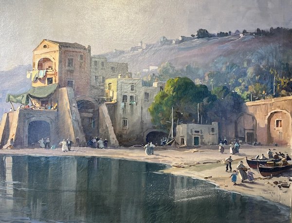 Tableau vue Napolitaine, peintre Nicolas de Corsi-photo-2