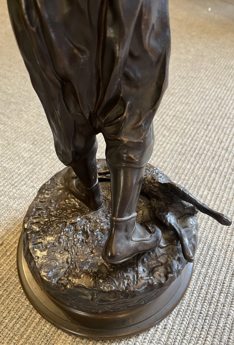 Arabian Falconer In Bronze, Signed Pj Mene-photo-1