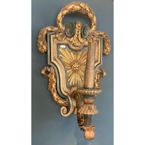 Louis XVI Carved Wood Wall Sconce