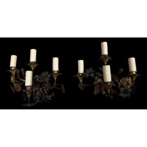 Paire d'Appliques En Bronze 