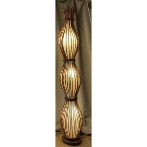 Wicker And Fiberglass Light Fixture From The 60s